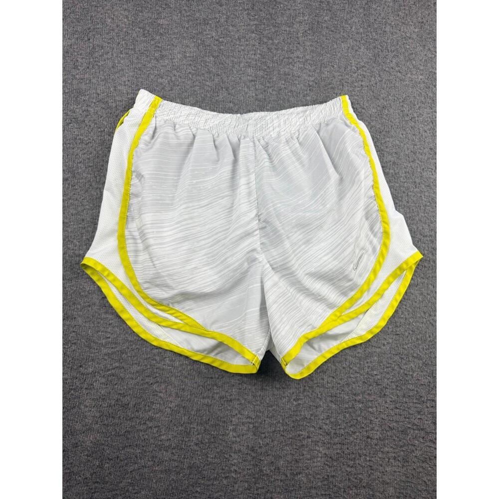 Nike Dri-FIT Tempo Women's XS Running Shorts White Yellow‎ Trim Lined